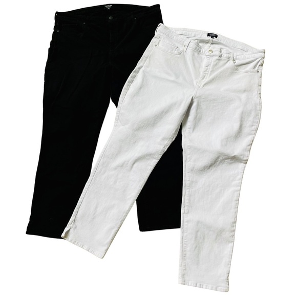 NYDJ Bundle of Two Pairs White Black Curves 360 Denim Pants Jeans Casual - Picture 1 of 12